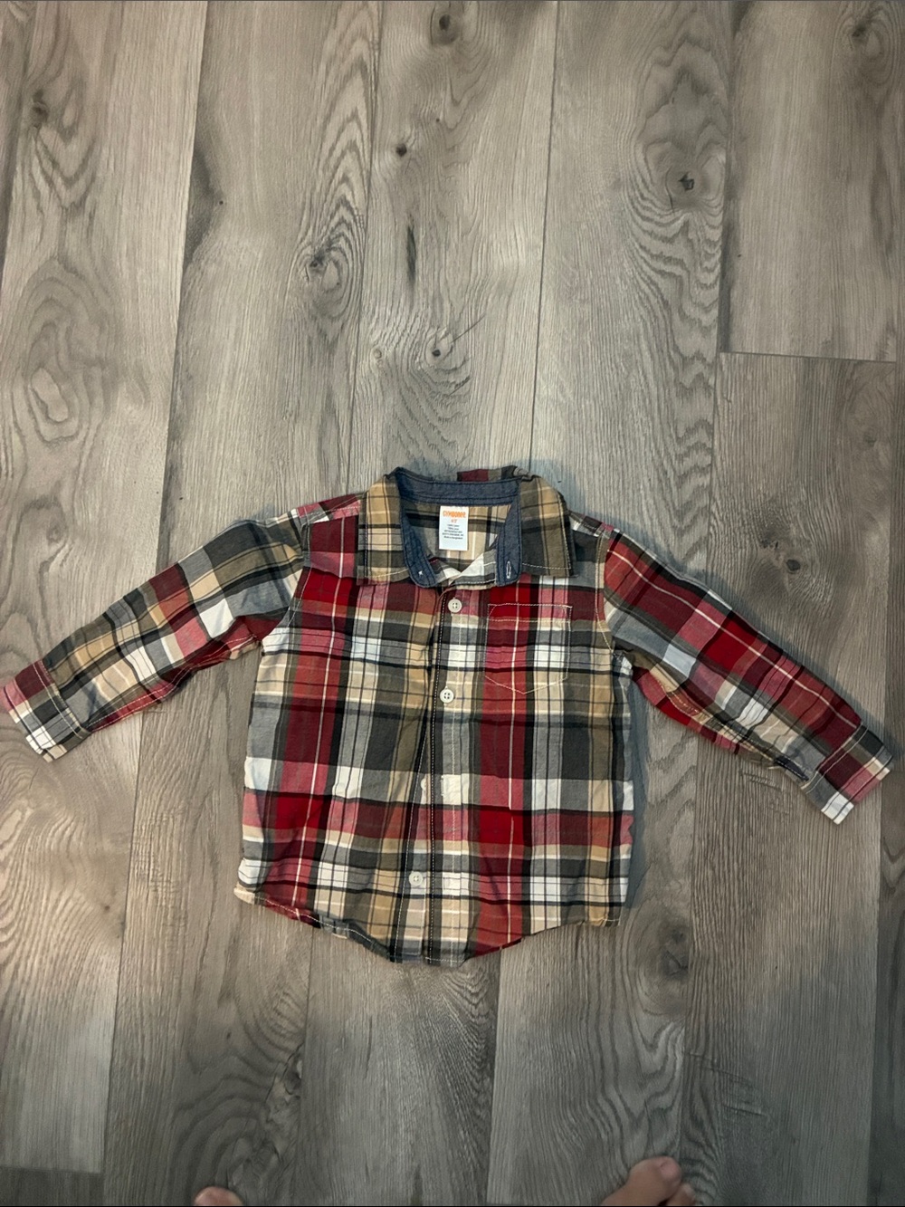 Gymboree  Red, Tan & Gray Plaid Button-Down Shirt